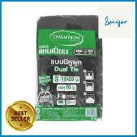 ถุงขยะหูผูก CHAMPION 18X20 นิ้ว 80 ใบ สีดำGARBAGE BAGS WITH TIE HANDLES CHAMPION 18X20IN BLACK 80PCS **ของแท้100%**