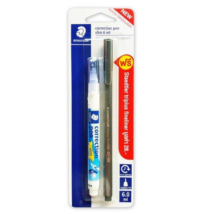 ปากกาลบคำผิด-staedtler-รุ่น-6212-slim-ขนาด-6-มล-แพ็คโปรโมชั่น-น้ำยาลบคำผิด-ฟรีปากกาหัวเข็ม1ด้าม-จำนวน-1-ชุด