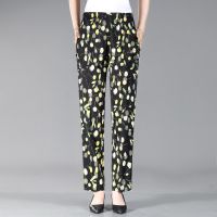 Plus Size XL-4XL Womens Floral Printed Vintage Summer Autumn Pants Casual Elastic Waist Slim Female Trousers