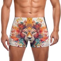 Lion Swimming Trunks Floral  Mandala  Animal Print Elastic Swim Boxers Pool Push Up Men Swimsuit Swimwear