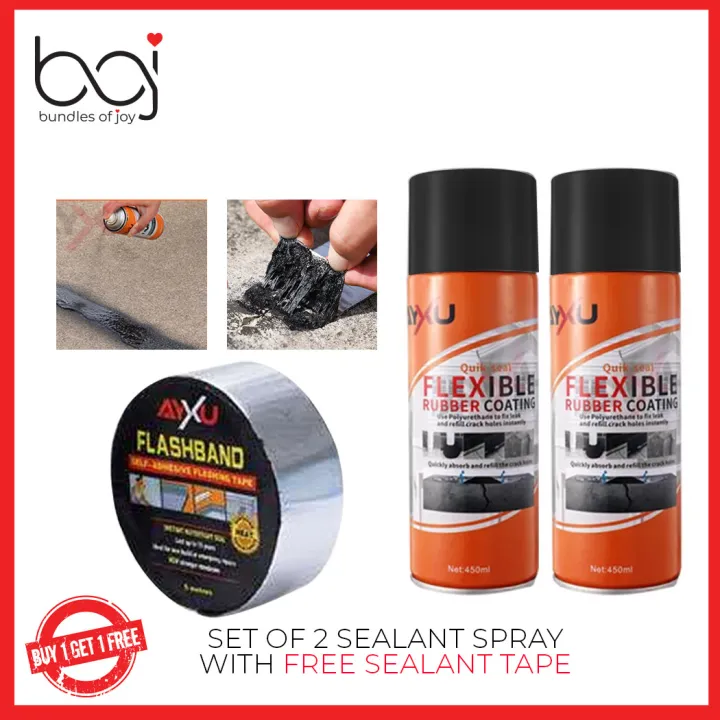 SET of 2 Waterproof Sealants Rubber Coating Spray with free Sealant