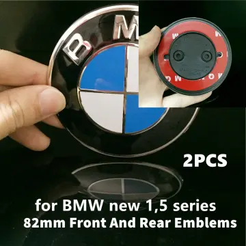 NEW High Quality really carbon fiber BMW EMBLEM 2 Pins LOGO FRONT HOOD REAR  TRUNK BADGE ROUNDEL 82MM