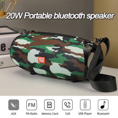 TG Bluetooth Speaker Portable Outdoor Loudspeaker Wireless Mini Column 3D 20W Stereo Music Surround Support FM TFCard Bass Box Wireless and Bluetooth