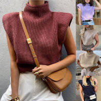 Sleeveless Women Pullover Vest Collar Blouse Solid High Sweater Color Fashion Womens Blouse Ladies Sweater