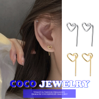 COCOJEWELRY ต่างหูสตั๊ดเจาะหัวใจสไตล์เกาหลีเครื่องประดับหูแฟชั่นสำหรับผู้หญิง