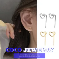 COCOJEWELRY Korean Style Hollow Heart Pierced Stud Earrings Women