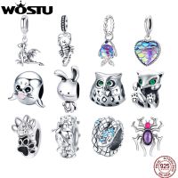 WOSTU Animal Charm 925 Sterling Silver Koala Fox Bear Beads Rabbit Cow Panda Pendant Fit Original Bracelet DIY Jewelry For Women