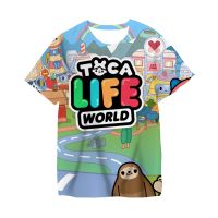 2023 Summer Hot Sale Kids Short Sleeve T-Shirts Fashion Summer Clothes for Boys and Girls Toca Life World 3D Cartoon Printed