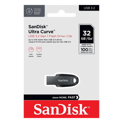 แฟลชไดฟ์ SANDISK Ultra Curve 3.2 Flash Drive (32GB Black) SDCZ550-032G-G46 (รับประกัน 5 ปี)