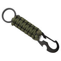 Jingg ตั้งแคมป์กลางแจ้ง carabinar paracord พวงกุญแจคลิปตะขอขวดเปิด Camo