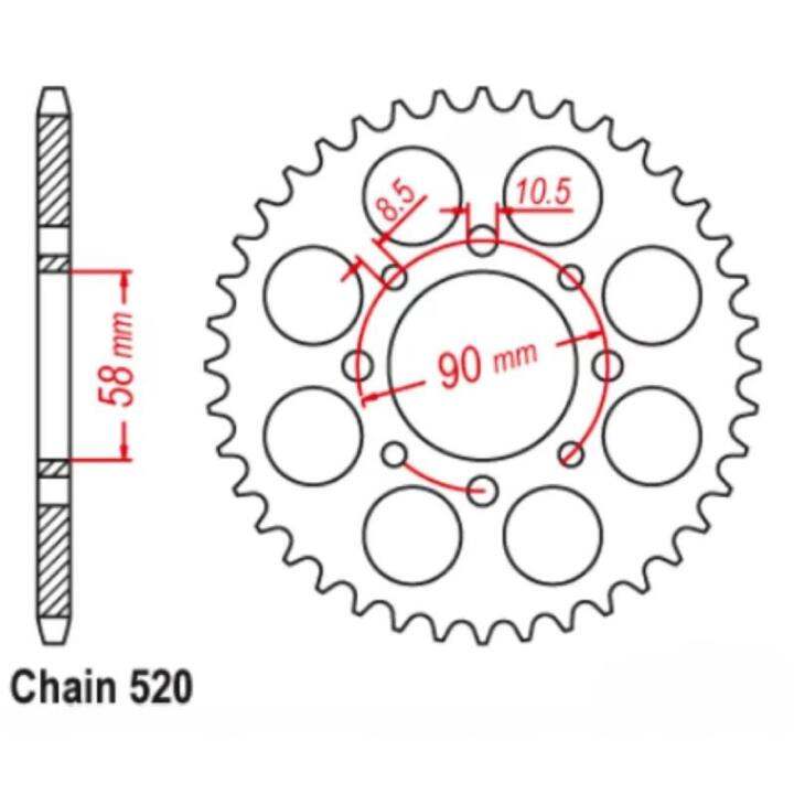 ล้อเฟืองท้ายรถมอเตอร์ไซค์520-42t-สำหรับ-ktm-duke200-duke-200-duke-125-duke-2011-2012-2013-2014-honda-ca125-s-95-00