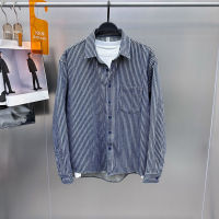 【NEW COMING】Spring/Autumn New Stripe Casual Loose Thickened Denim Stripe Shirt Coat Mens BWCAD3299