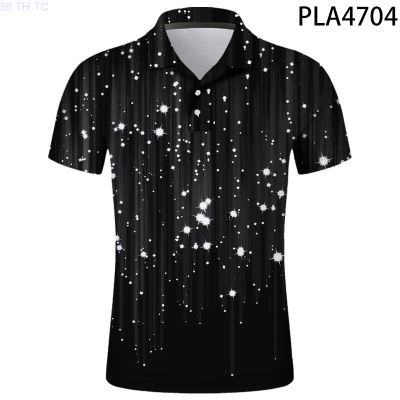 【high quality】  Polo Shirt Men Shirts Summer Short Sleeve Polo Homme 3d Printed Hombre Camisas De Polo Casual Streetwear Meteor Shower Tops