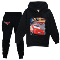 Pixar Cars Lightning McQueen ชุดกีฬาสำหรับเด็กชุดลำลองบาง Hoodie กางเกงสีดำ Chilren Outerwear เสื้อผ้า Sets