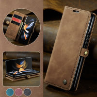 เคสโทรศัพท์แบบกระเป๋าสตางค์สำหรับ Samsung Galaxy Z Z Fold 4เคสหนังแท้วินเทจเคสแม่เหล็กด้านข้างตั้งได้เคสแบบพับปิดได้บัตรประชาชนและบัตรเครดิตที่วางเคสกระเป๋าสตางค์ช่องสำหรับ Samsung Galaxy Z Fold 4 5G