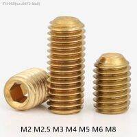 №☈ 10-50Pcs/Lot DIN916 M2 M2.5 M3 M4 M5 M6 m8 brass Metric Thread Grub Screws cup Point Hexagon Socket Set Screws Headless