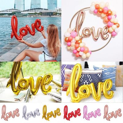 Love Balloon Red Letter Square Aluminum Foil Balloon DIY Metal Background Panel Decorates Wedding Valentines Day Party Balloon Adhesives Tape