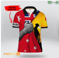 （all in stock）  2023 new style Anzac Day 25 April Australian Red Ensign Polo Shirt 01