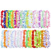 50/100pcs Tropic Hawaiian Leis Garland Artificial Flower Necklace Birthday Bridal Summer Party Hawaii Beach Decoration Supplies