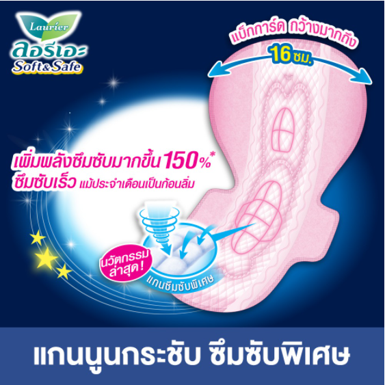 laurier-soft-amp-safe-ลอรีเอะ-ซอฟท์แอนด์เซฟกลางคืน-30-ซม-16-ชิ้น