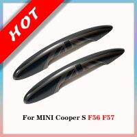 2ชิ้นในชุดสติกเกอร์ฝาครอบมือจับประตูธงสีดำสำหรับ MINI Cooper S JCW F56 F57อุปกรณ์อะไหล่รถยนต์-การออกแบบภายนอก