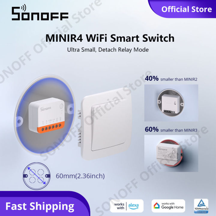 SONOFF MINIR4 Tiny WiFi Smart Light Switch 10A Mini Smart Switch Detach ...