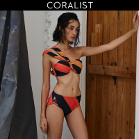 [Coralist Swimwear] ชุดว่ายน้ำทูพีซ Two-piece รุ่น Bel - Urban Jungle Part 2 สีดำส้ม (Sunset Brush) (CREX136)