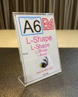 ป้ายตั้งโต๊ะA6 อะคริลิค L-Shape แนวตั้ง ขนาด 10.7x15 cm.