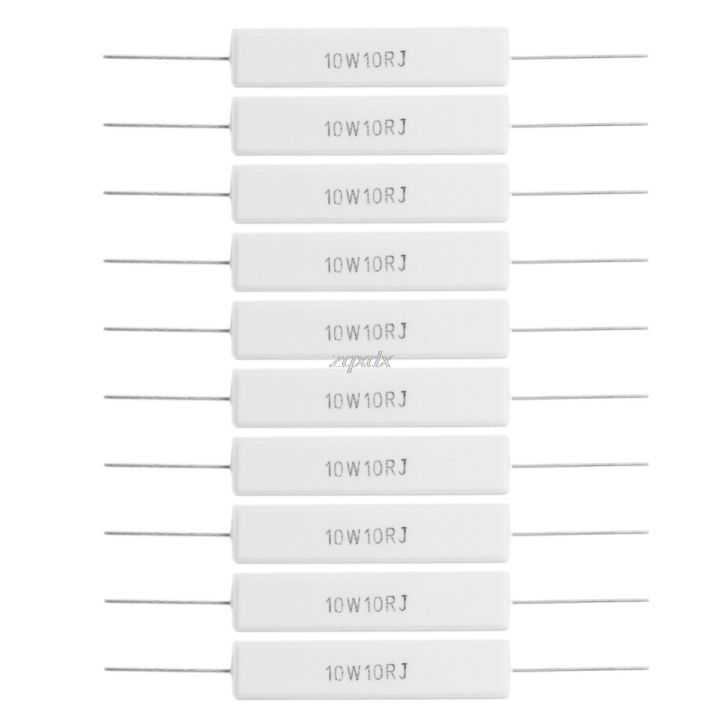 cod-free-cas-vksadh-10ชิ้นตัวต้านทานกระแสไฟฟ้าทำจากเซรามิคซีเมนต์10วัตต์10โอห์ม10r-5-สีขาวทะลุรูส่ง