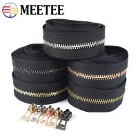 ●▤ 2/4Meters 5 Metal Zipper Tape Zips Slider Backpack Decor Zippers Pull Bag Clothes Jacket Zip Repair Kit DIY Sewing Accessories