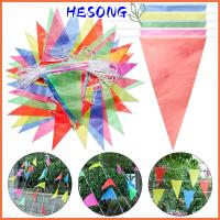 HESONG ผ้าไนลอน เทศกาล กลางแจ้ง ธงสามเหลี่ยม 100 เมตร ธงแบนเนอร์ ชายธง หลากสี