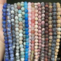 【hot】▫✴  Matte Jaspers Frosted Amazonite Agates Jades Turquoises Stone Round Spacer Bead Jewelry Making