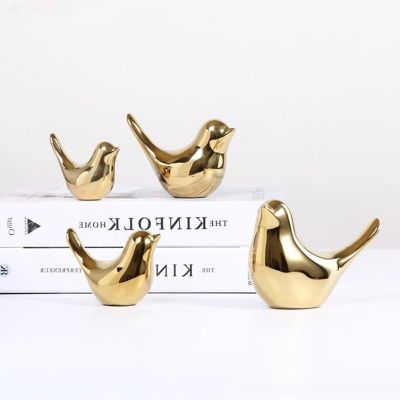 【CC】☈●  Figurine 4 Sizes Gold Statue Jewelry Decoration Room Table Sculpture Ornament