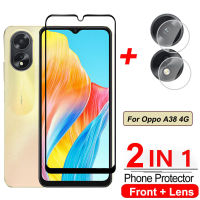 กระจกนิรภัยป้องกันหน้าจอแบบ2 In 1สำหรับ Oppo A38 A58 A78 OppoA38 4G 5G 2023ป้องกันความใสระดับ HD ฟิล์มเลนส์กล้องถ่ายรูป9H ฝาครอบกระจกโปร่งแสง