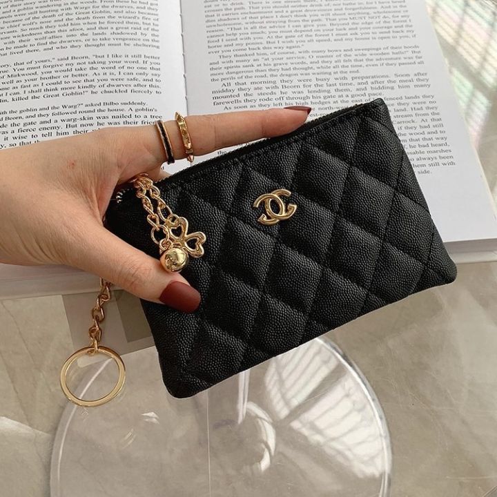 knock on the wallet】 Letter Coin Purse With Card Holder Chain[In