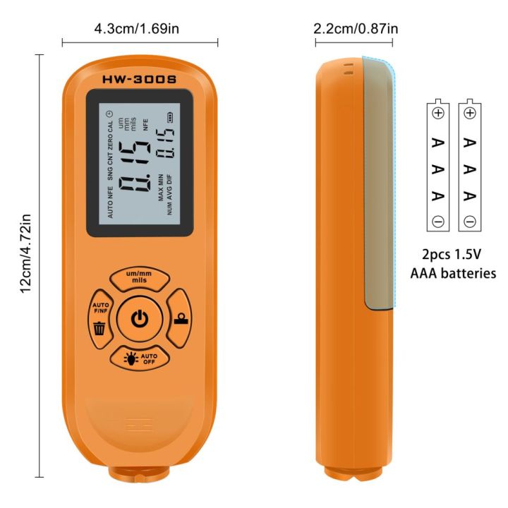 hw-300s-หน้าจอดิจิตอลคริสตัลเหลวเกจวัดความหนาแบบพกพา