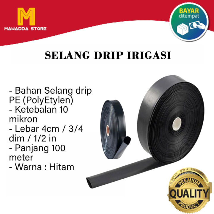 Selang drip irigasi tetes 1/2 in 3/4 dim10 mikron panjang 100 meter ...