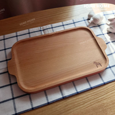 High quality wooden plate Tray With Wooden Handle Round Wicker Basket Bread Food Plate Fruit Cake Platter Dinner Serving Tray