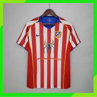 2022 2023 Newest เสื้อกีฬาแขนสั้น ลายทีมชาติฟุตบอล Atletico Madrid 04-05 ชุดเหย้า สไตล์เรโทร