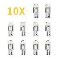 ﺴ❡✵ 10pcs T10 W5W Led Canbus Signal Lamp COB Glass Car Lights Reading Dome License Plate Lights DRL Bulb 168 194 192 DC12V White