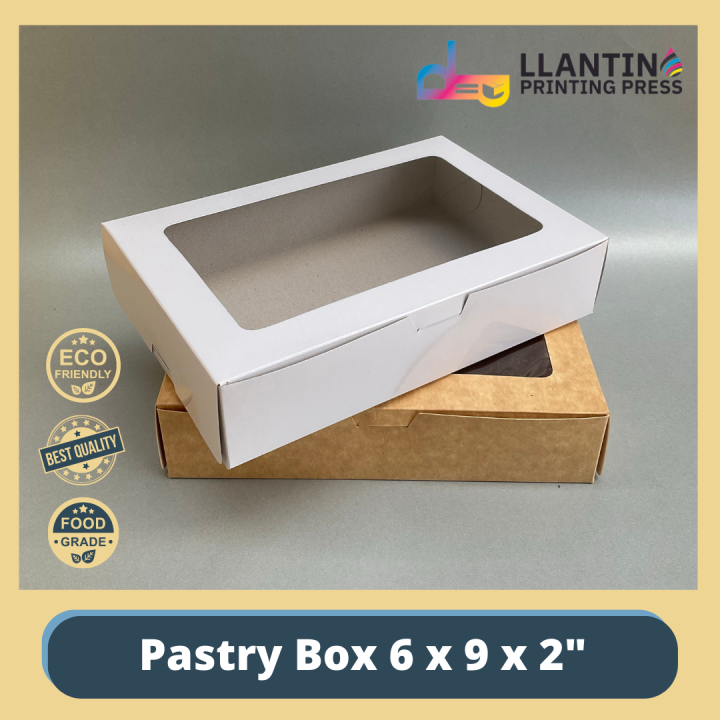 20 pcs Pastry Box 6x9x2 Kraft Brown/Plain White Reversible