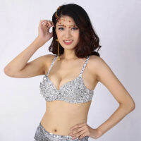 KKWomen S Tribal Sparkle Belly Dance Beaded Sequin Top For Raves Festival Club คาบาเร่ต์ปาร์ตี้คาร์นิวัล Showgirl Push-Up q11