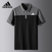 Adidas เสื้อโปโลคอปกผ้าฝ้ายแท้สำหรับผู้ชาย,เสื้อยืดธุรกิจแขนสั้นสำหรับฤดูร้อน