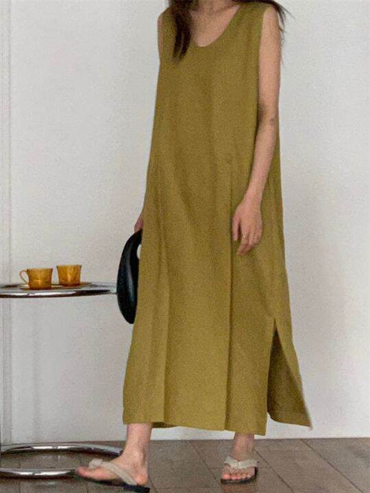 xitao-dress-loose-casual-simplicity-sleeveless-tanks-dress