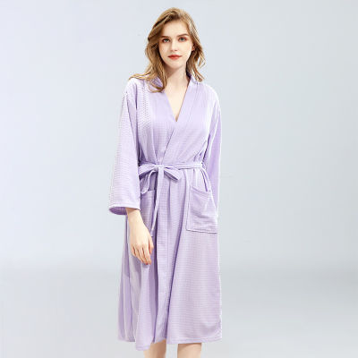 Spring, summer and autumn waffle bathrobes womens thin bathrobes absorbent and quick-drying pajamas womens home clothes couple nightgowns