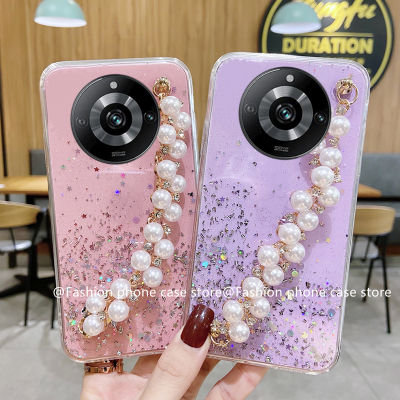 Phone Case เคส Realme 11 Pro + Plus Realme11Pro+ 5G เคสซิลิโคนนิ่มลายท้องฟ้าระยิบระยับพร้อมด้วยสายรัดข้อมือสร้อยข้อมือไข่มุก2023