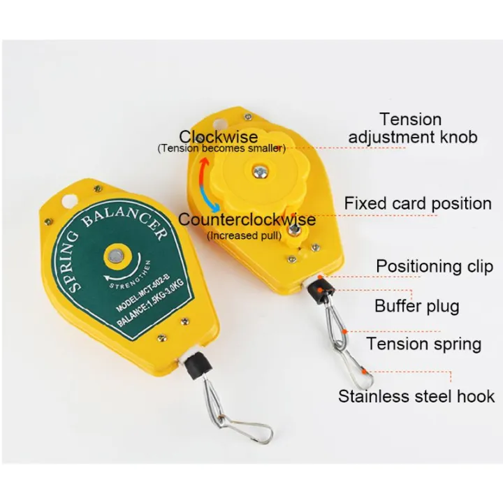 Durable Retractable Spring Balancer Steel Wire Rope Measuring Tool Hook