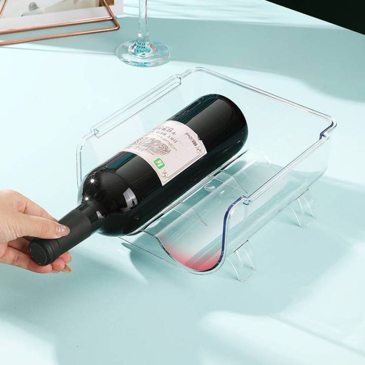 พร้อมส่ง-ที่วางขวดน้้ำพลาสติก-วางซ้อนกันได้-กล่องเก็บของในตู้เย็นในครัว-ที่จัดระเบียบไวน์และขวดน้ำ
