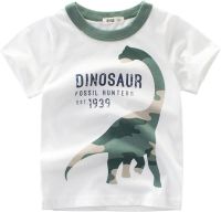 Years Kids Boys Clothes Tee Camouflage Toddler T for 1-7 Tops Crewneck Sleeve Shirts Dinosaur Short (White, 4-5 Years)