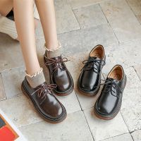 [COD] Small leather shoes womens 2021 spring and autumn new British style thick heel tie black bottom jk uniform